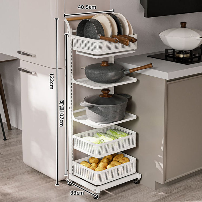 Floor Standing Kitchen Trolley Adjustable Pots Rack 5 Tier