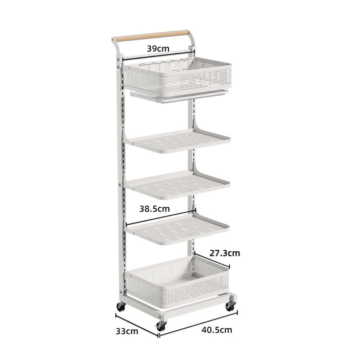 Floor Standing Kitchen Trolley Adjustable Pots Rack 5 Tier