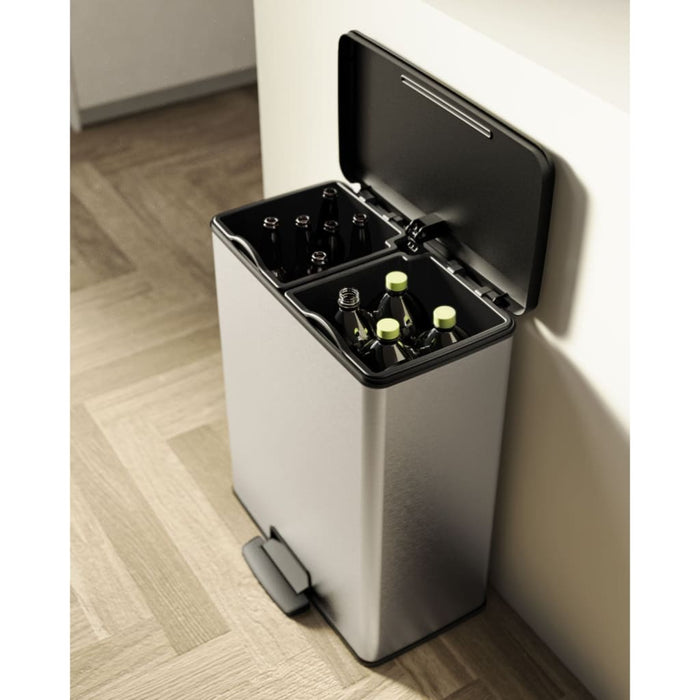 Duo Recycling Waste Bin 26 + 26L Silver