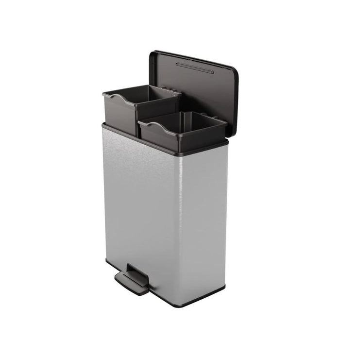 Duo Recycling Waste Bin 26 + 26L Silver