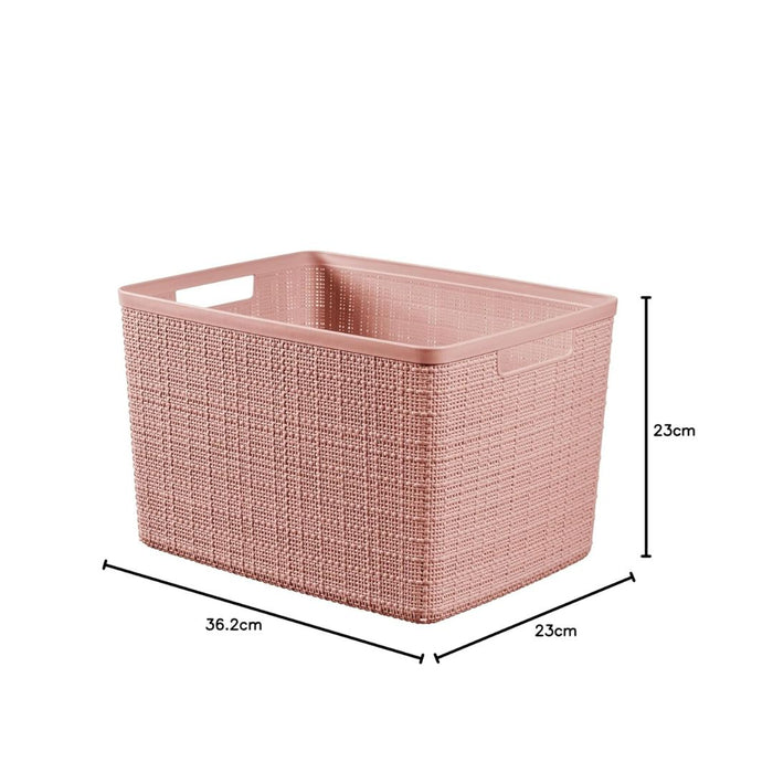 Jute Large Storage Basket 20L Pink Dawn