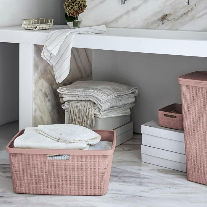 Jute Laundry Basket 46L Pink Dawn