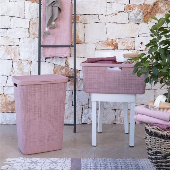 Jute Laundry Hamper 58L Pink Dawn