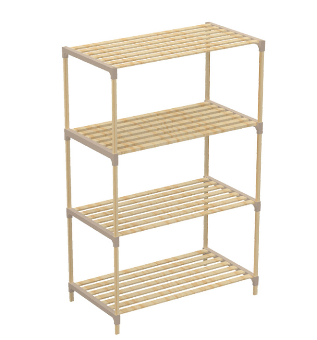 Nex Multipurpose Wooden Shelf 66cm 4 Layer Beige