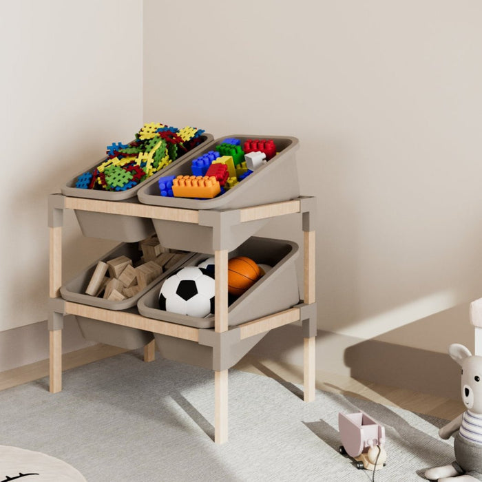 Kip 2 Layer Storage Bin Shelf 40L Beige