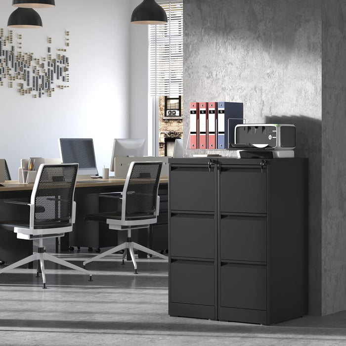 Filex 3 Drawer Office Filing Drawer Cabinet Black