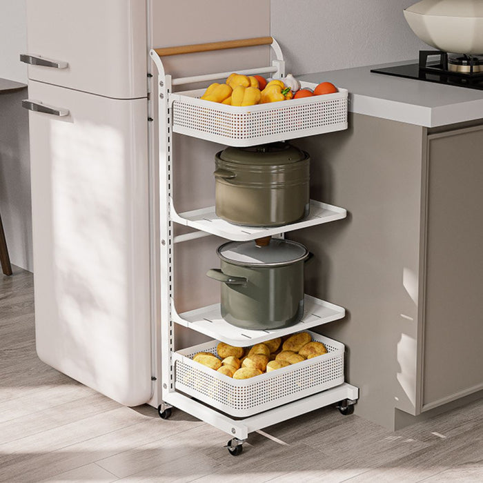 Floor Standing Kitchen Trolley Adjustable Pots Rack 4 Tier