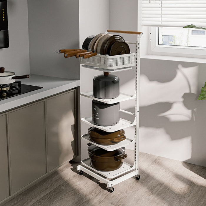 Floor Standing Kitchen Trolley Adjustable Pots Rack 4 Tier