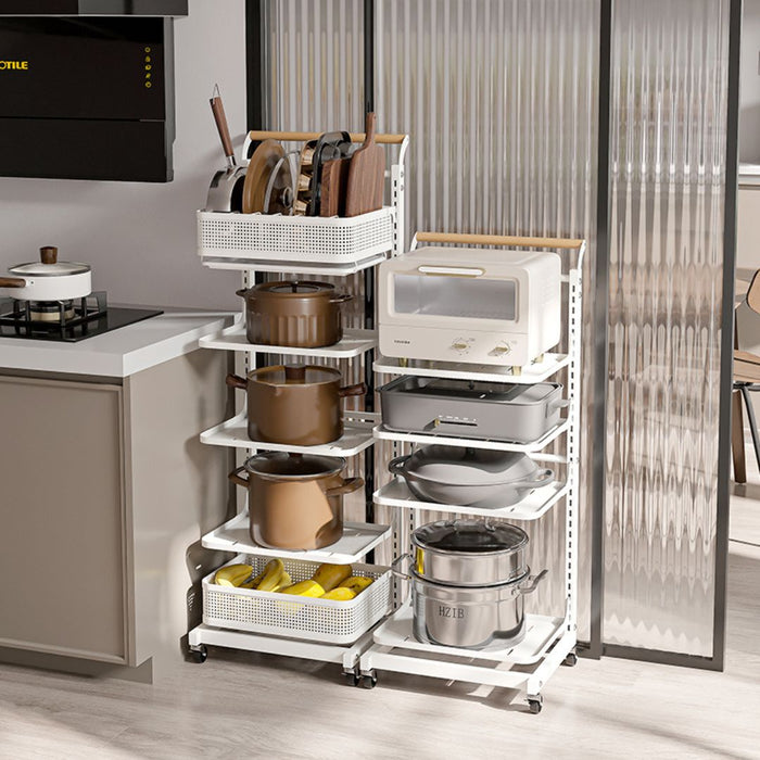 Floor Standing Kitchen Trolley Adjustable Pots Rack 4 Tier