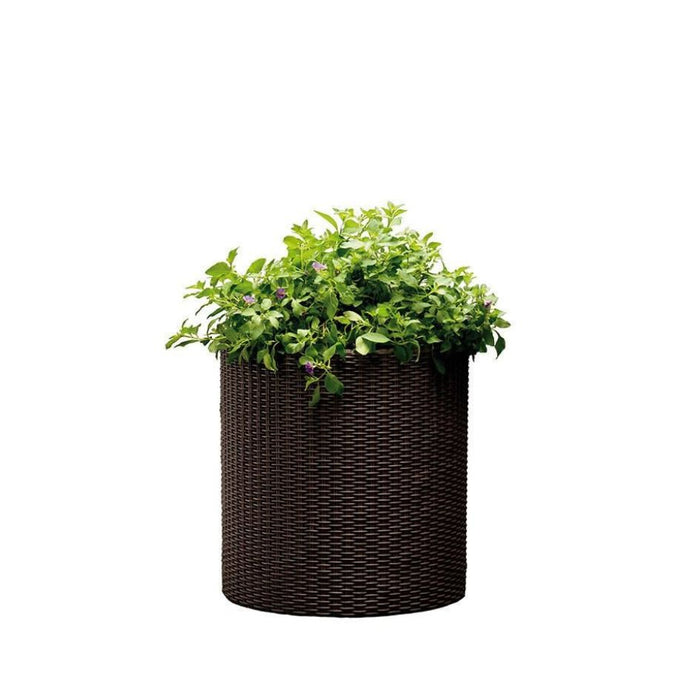 Cylinder Flower Planter Medium Wood Brown