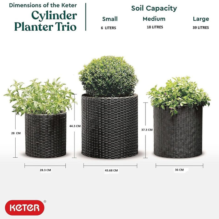 Cylinder Flower Planter Medium Wood Brown