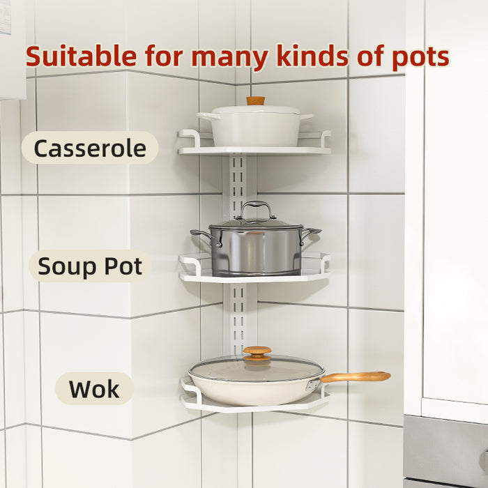 CornerFlex Kitchen Adjustable Pot Rack 3 Tier