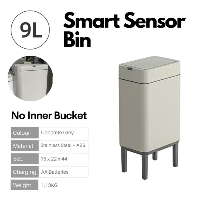 Lumi Sensor Trash Bin with legs Slim 9L