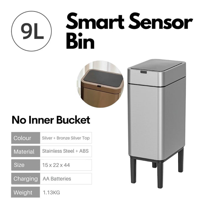 Lumi Sensor Trash Bin with legs Slim 9L