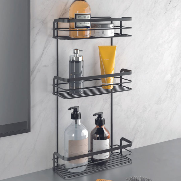 Origin 3 Tier Rectangle Bathroom Storage Shelf Black