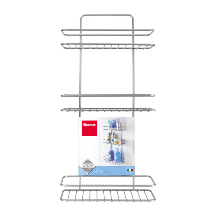 Reflex 3 Tier Rectangle Bathroom Storage Rack Silver