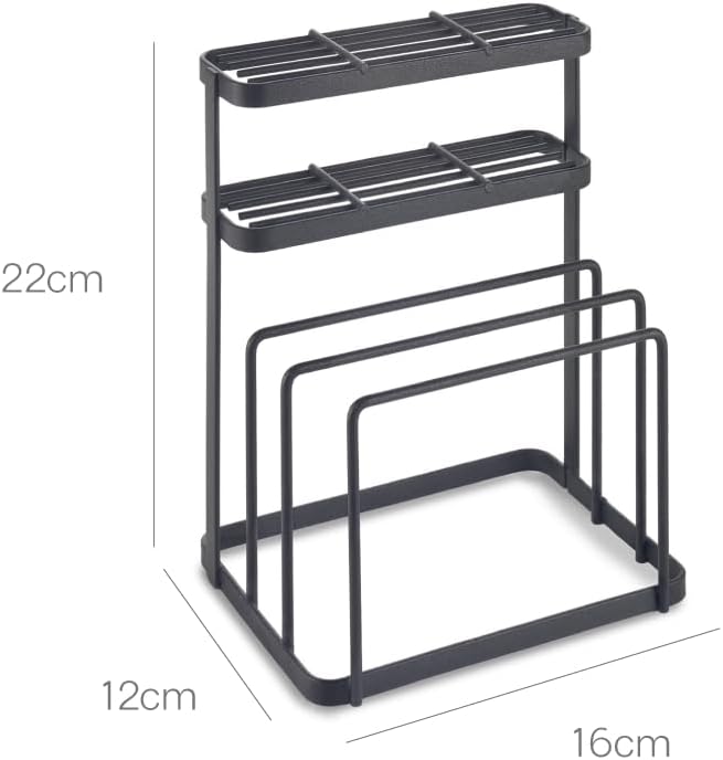 Knife & Cutting Board Organiser Rack Black