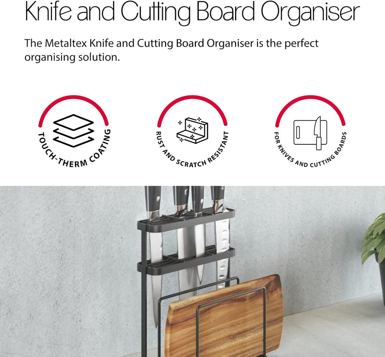 Knife & Cutting Board Organiser Rack Black