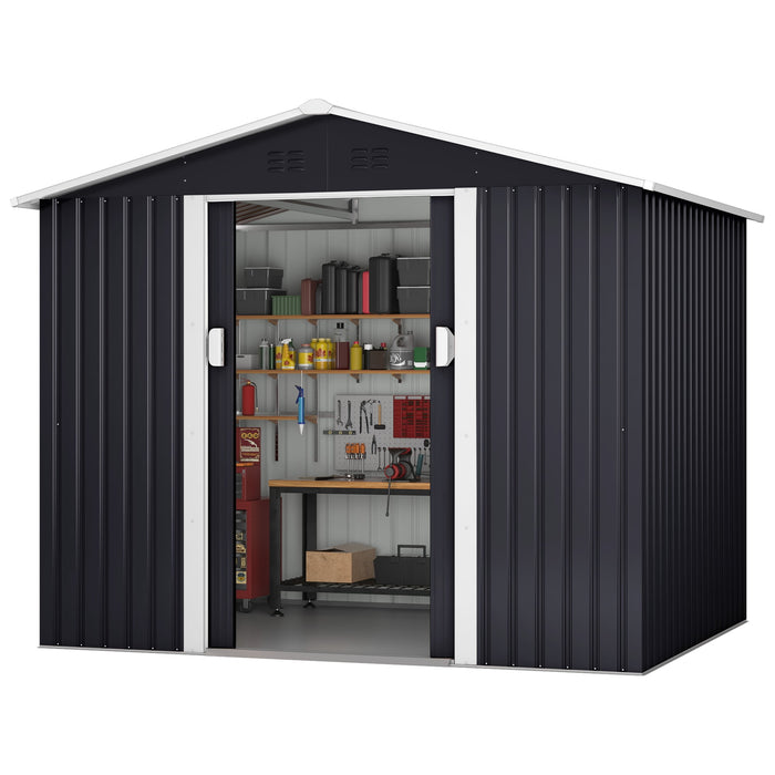 Montel 7.8 x 6 ft Steel Garden Shed Grey