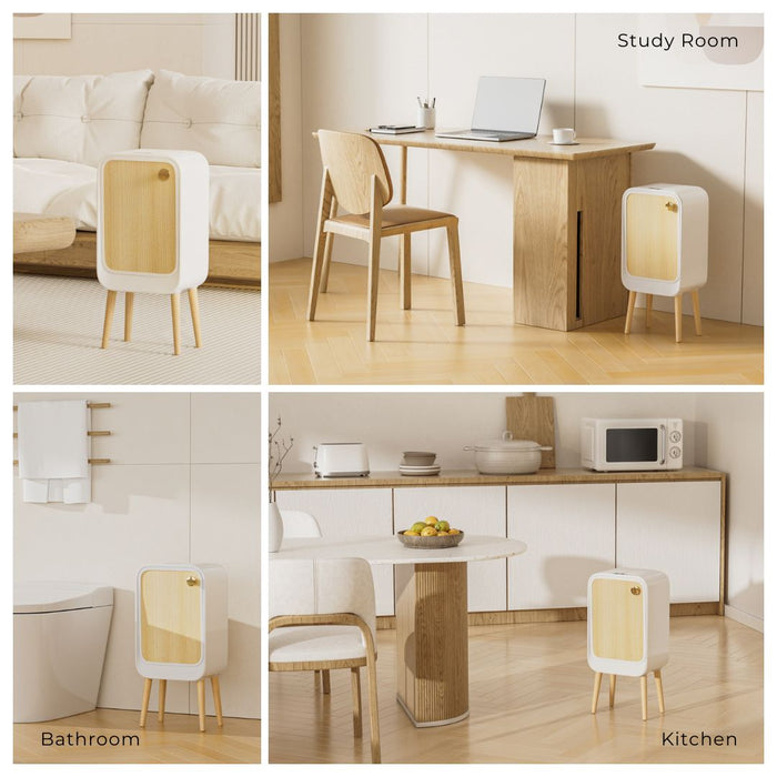 20L Nexa Sensor Bin Wooden Legs Beige