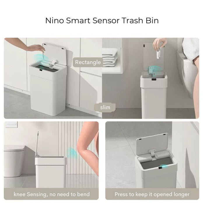 Nino Plastic Sensor Trash Bin Rectangle Grey (2 Sizes)