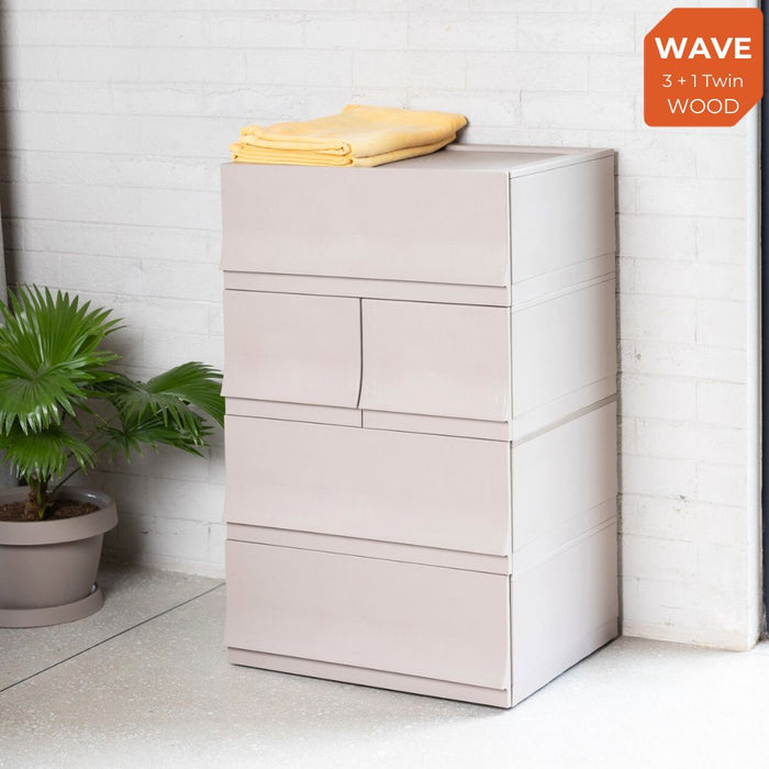 Wave 3 Tier + 1 Twin Drawer Set with Wheels