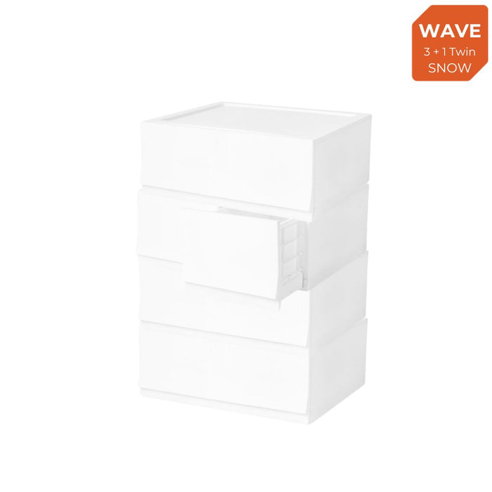 Wave 3 Tier + 1 Twin Drawer Set with Wheels