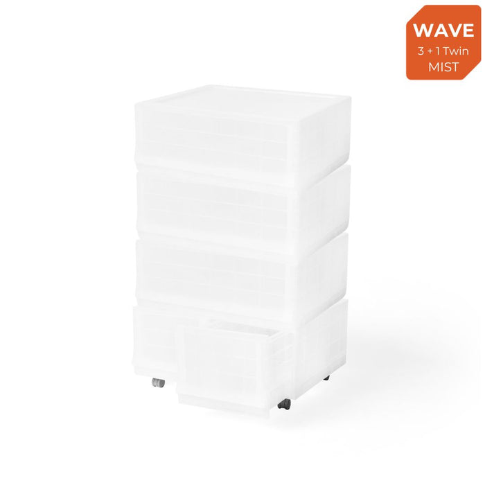 Wave 3 Tier + 1 Twin Drawer Set with Wheels