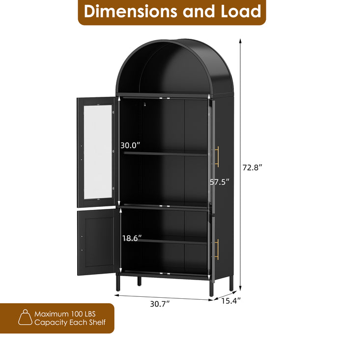 Arcadia Display Cabinet Black 4 Doors GM-04