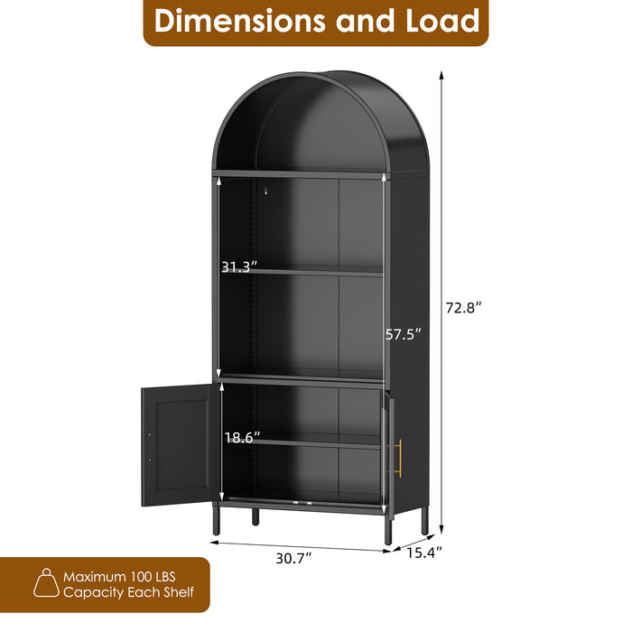 Arcadia Display Cabinet Black  3 Tier + 2 Door GM-02