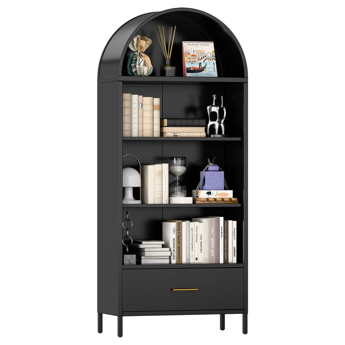 Arcadia Display Cabinet Black  4 Tier + 1 Drawer GM-01