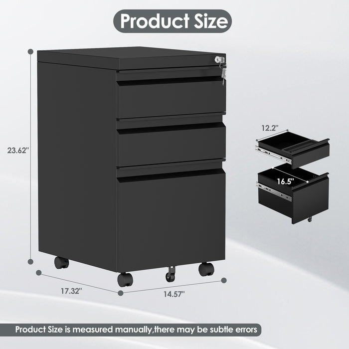 Filex 3 Drawer Mobile Pedestal Cabinet Black