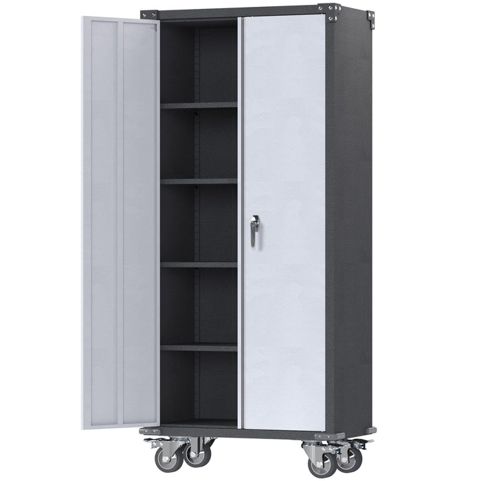 SteelMax Tall Utility Storage Cabinet with wheels Grey