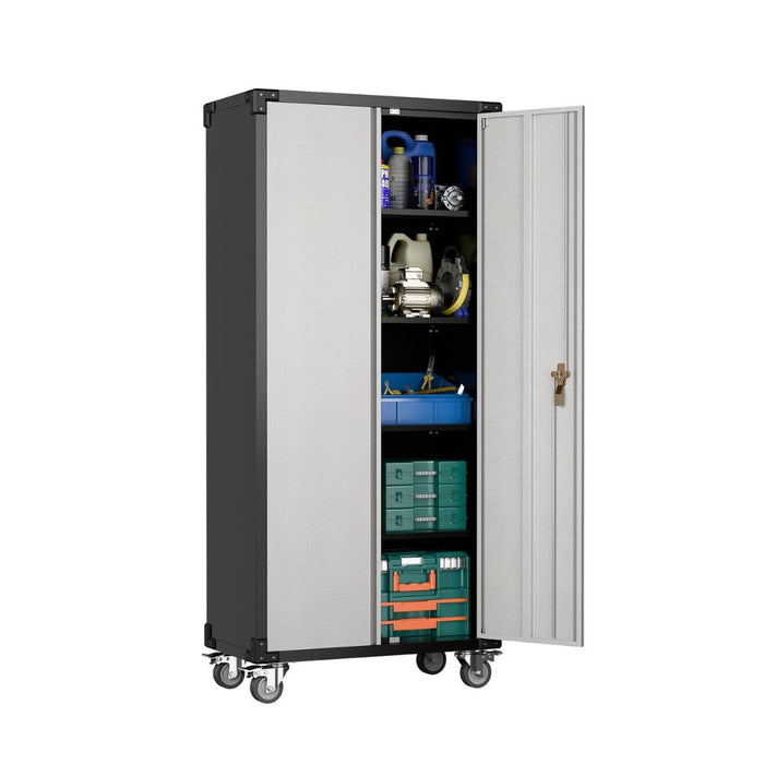 SteelMax Tall Utility Storage Cabinet with wheels Grey