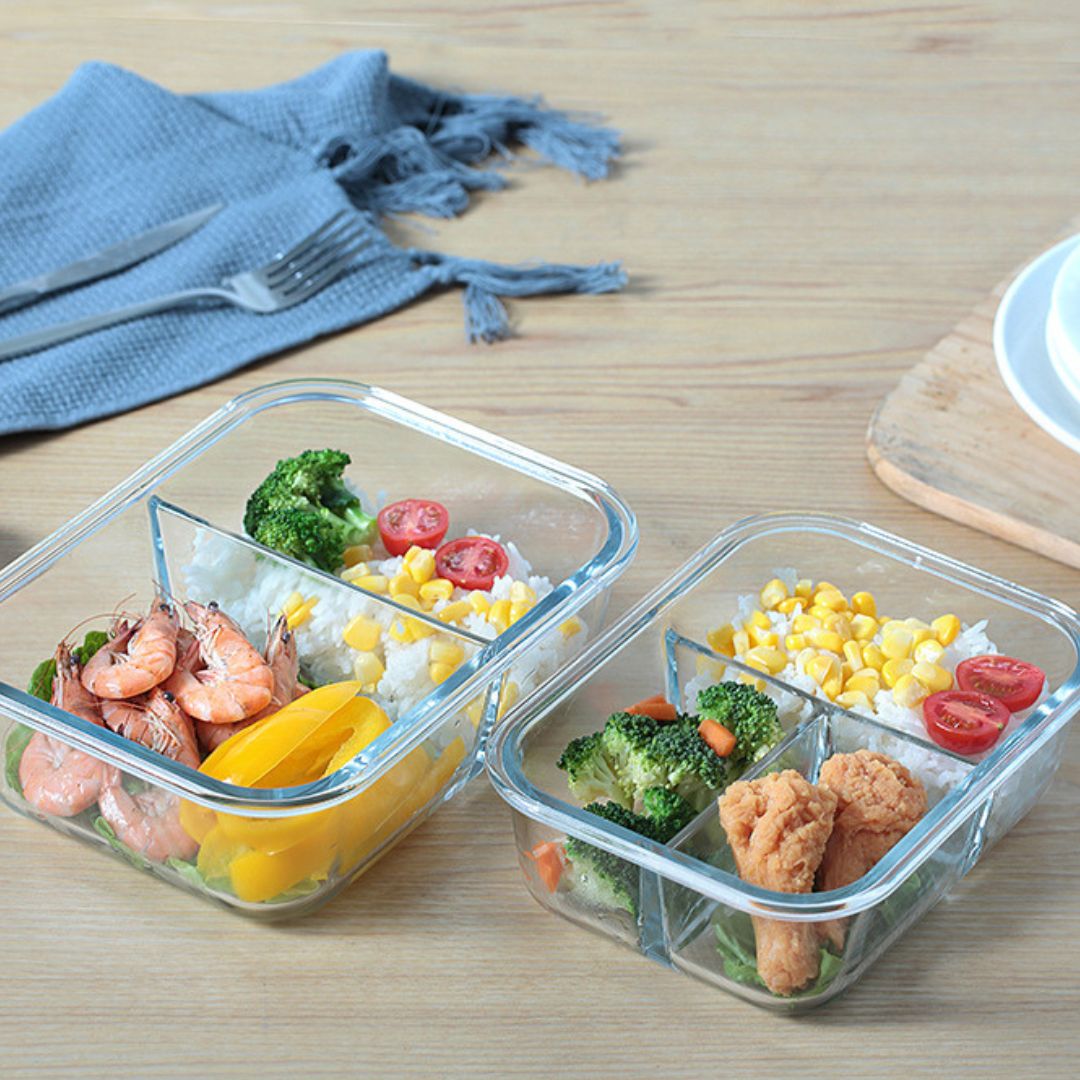 Lunch Box with Clear Lid and Partition 1000ml