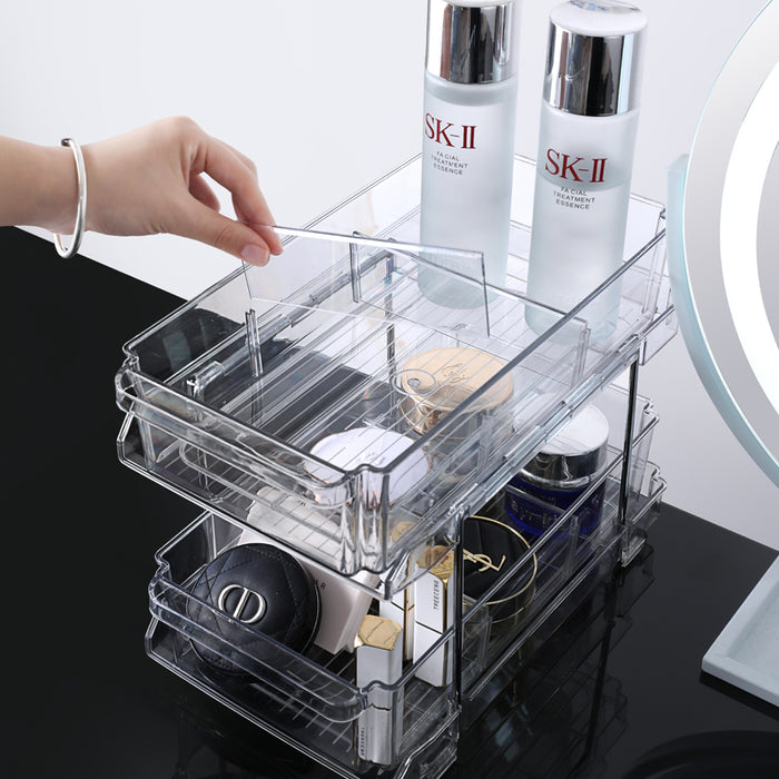 Table Top Pull Out Drawer 2 Tier Transparent