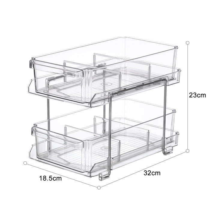 Table Top Pull Out Drawer 2 Tier Transparent