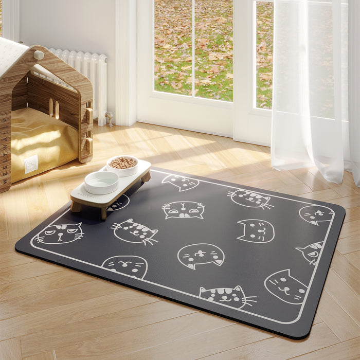 Pet Mat Diatomite Anti Slip - Cat Party Black