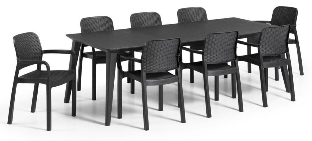 Lima Long Table 240cm + 8 Bella Chairs