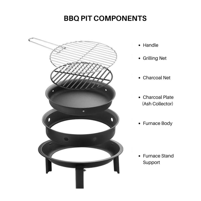 Fold & Grill Round Portable Charcoal BBQ Pit 12"