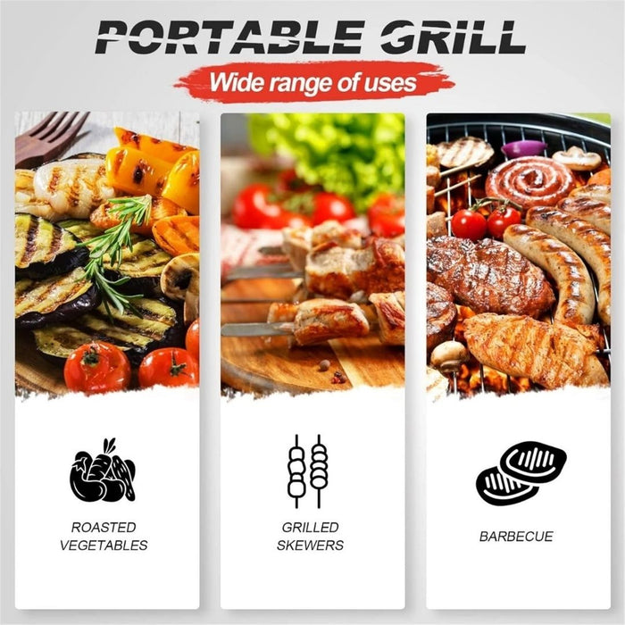 Fold & Grill Round Portable Charcoal BBQ Pit 12"