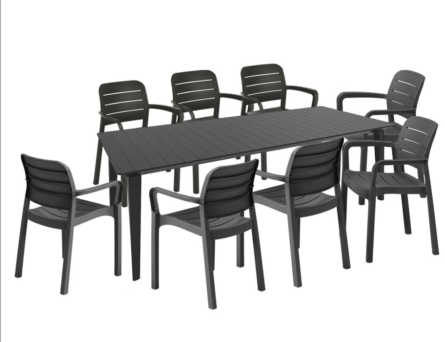 Lima Long Table 240cm + 8 Tisara Chairs